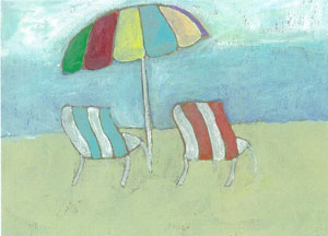 Painting of beach scene by Gene McCormick